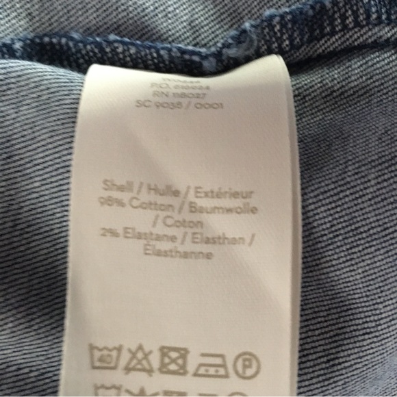 Biden Ruffle Collar & Trim Button Down Denim Shirt Dress Sz 16R - Picture 9 of 10